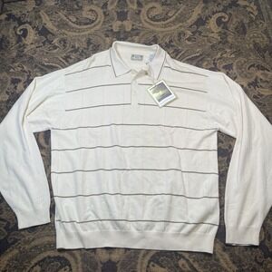 VTG Bungalow Brand Sweater Mens XL Ivory 1/4 Pullover Long Sleeve Silk Blend New